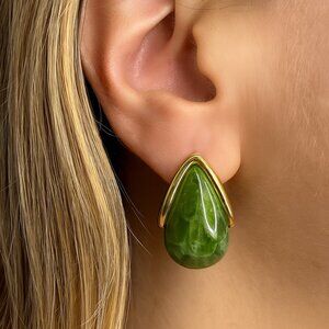 Anthro 18K Green Petra Mini Drop Earrings